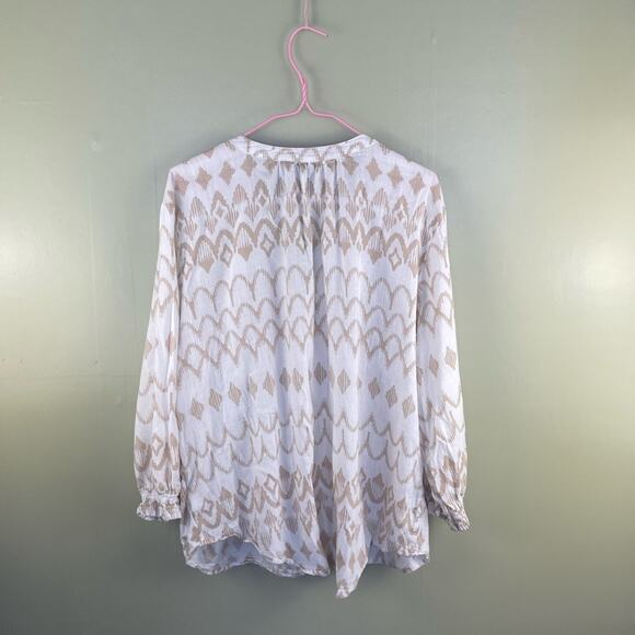 Sonoma printed gauze v-neck button down blouse - Picture 4 of 6